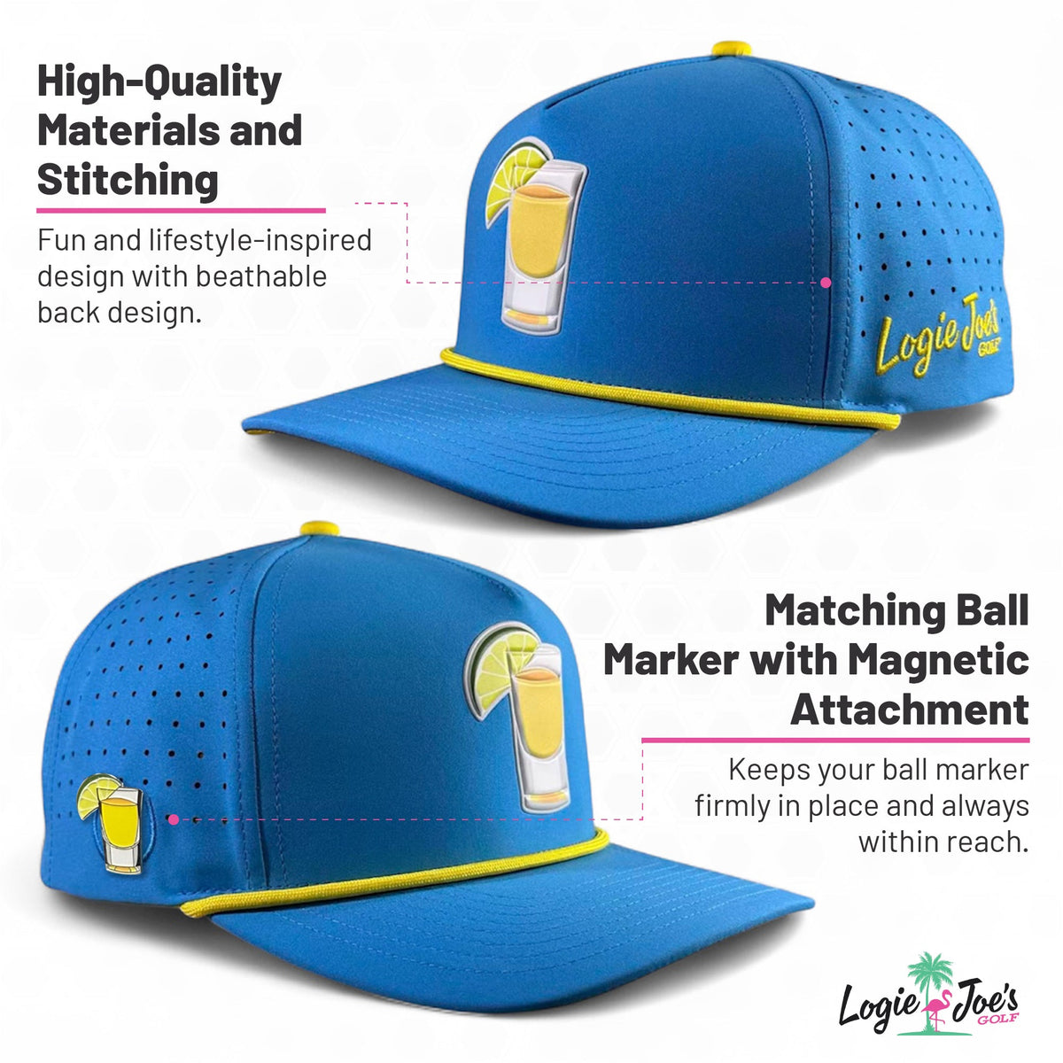 Youth Astronaut Walker Golf Hat | Snapback Cap | Built-in Magnetic Ball Marker Holder + Marker Included | Adjustable Gray | Kids