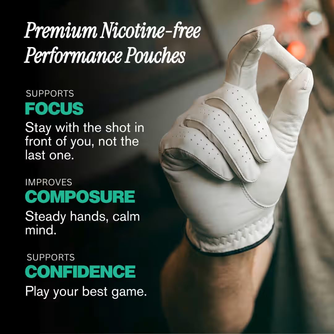 Yippy for the Course Nootropic Pouches - Caffeine-Free Golf Focus Pouches with L-Theanine, L-Tyrosine, Rhodiola & Ashwagandha - No Nicotine, No Tobacco - 5 Pack (Transfusion)