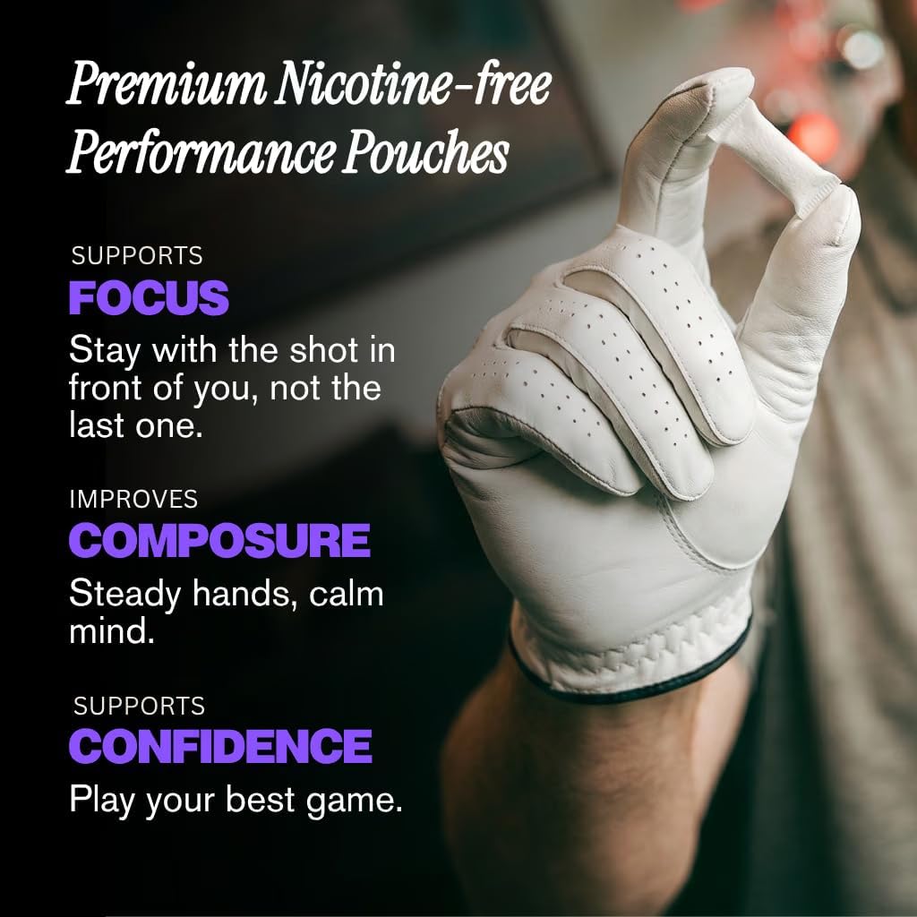 Yippy for the Course Nootropic Pouches - Caffeine-Free Golf Focus Pouches with L-Theanine, L-Tyrosine, Rhodiola & Ashwagandha - No Nicotine, No Tobacco - 5 Pack (Transfusion)