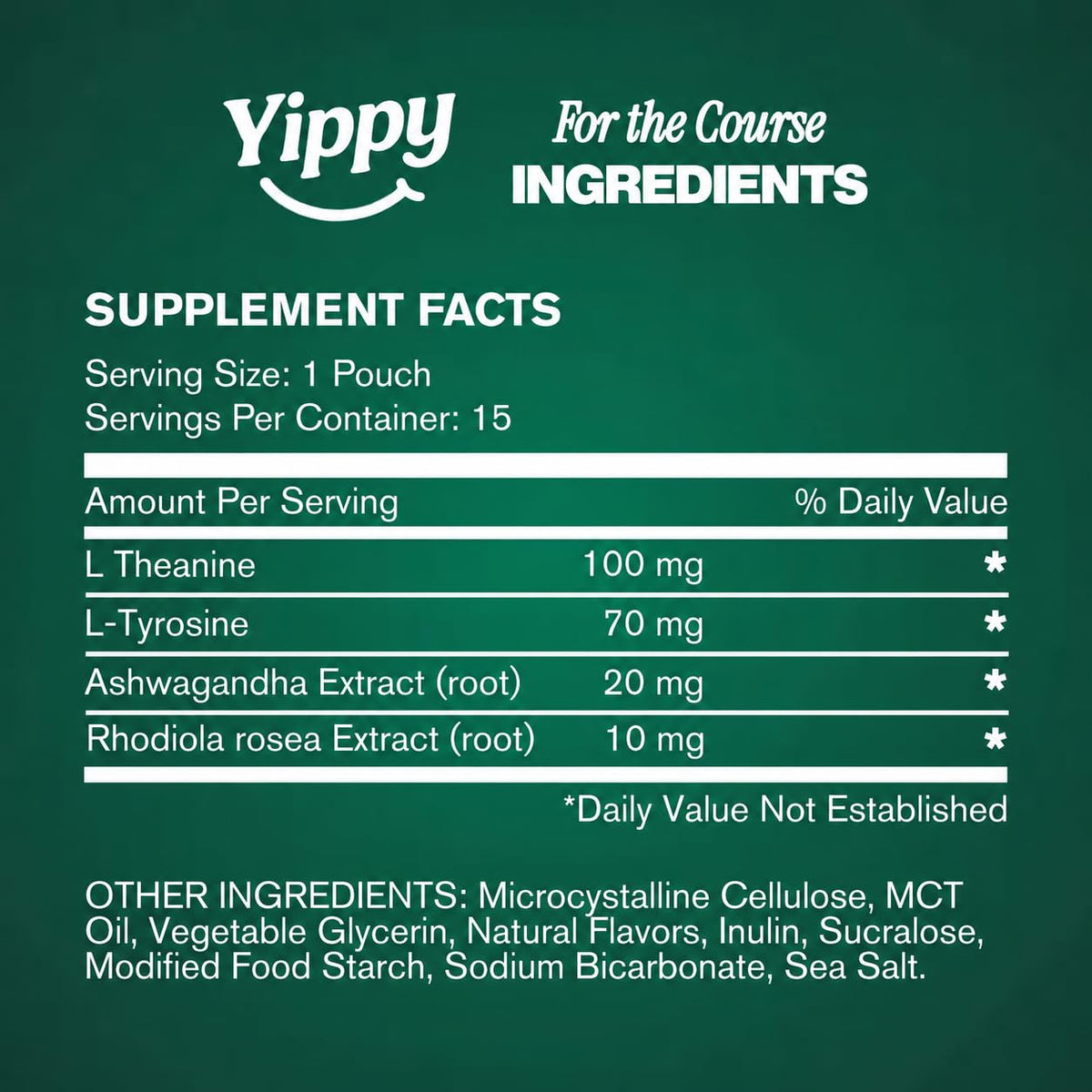 Yippy for the Course Nootropic Pouches - Caffeine-Free Golf Focus Pouches with L-Theanine, L-Tyrosine, Rhodiola & Ashwagandha - No Nicotine, No Tobacco - 5 Pack (Transfusion)