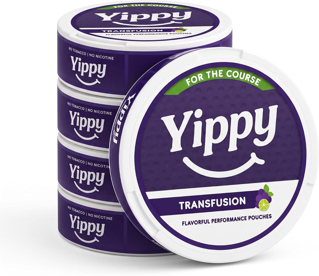 Yippy for the Course Nootropic Pouches - Caffeine-Free Golf Focus Pouches with L-Theanine, L-Tyrosine, Rhodiola & Ashwagandha - No Nicotine, No Tobacco - 5 Pack (Transfusion)