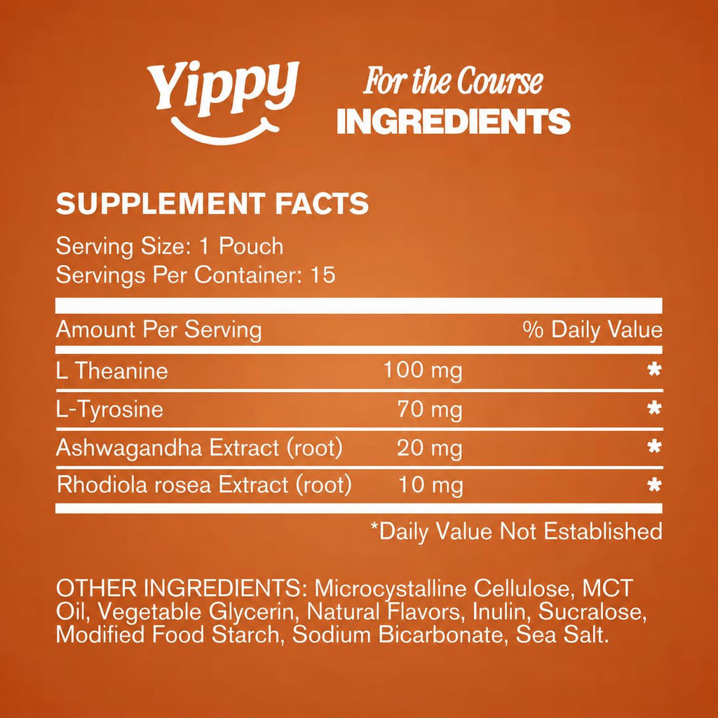 Yippy for the Course Nootropic Pouches - Caffeine-Free Golf Focus Pouches with L-Theanine, L-Tyrosine, Rhodiola & Ashwagandha - No Nicotine, No Tobacco - 5 Pack (Transfusion)