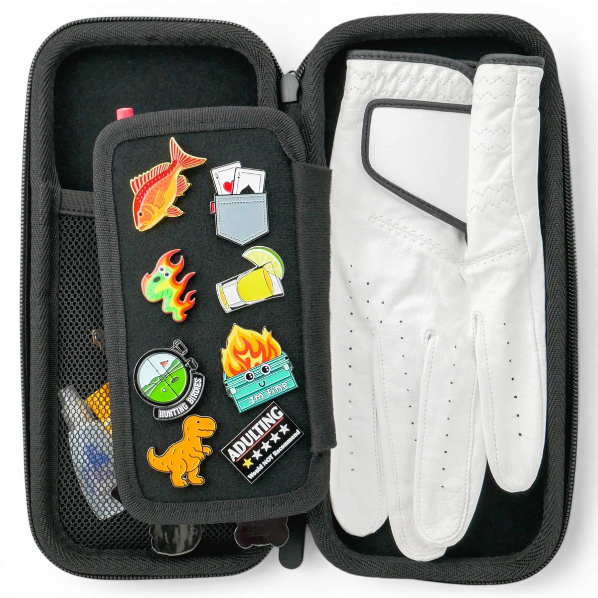 Seafoam Green/Coral Golf Accessory Case | Zippered Organizer for Ball Markers, Tees, Divot Tools & Glove | Portable Golf Storage Case | Hard Shell Travel Case for Golf Accessories