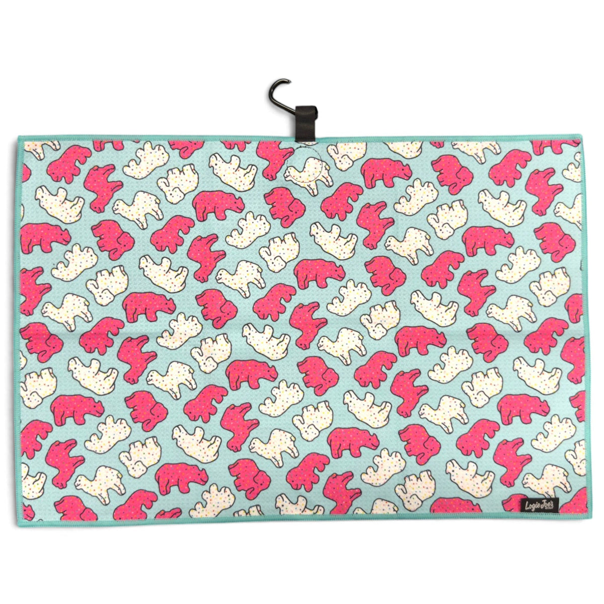 Frosted Animal Cookie Golf Towel | 24” x 16” Microfiber Towel | Magnetic Clip & Carabiner | Premium Golf Accessory