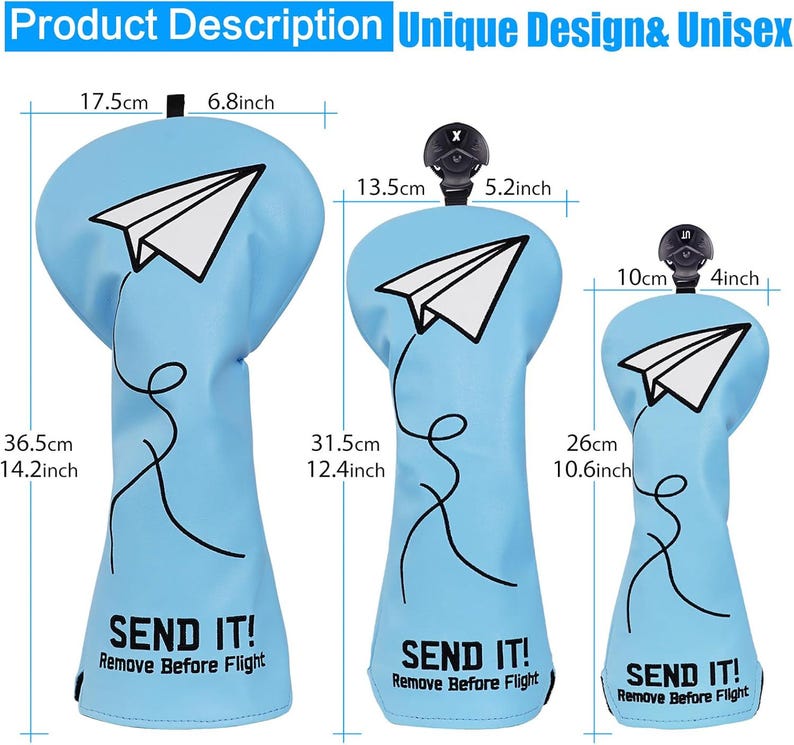 Blue Paper Airplane SEND IT! Headcover